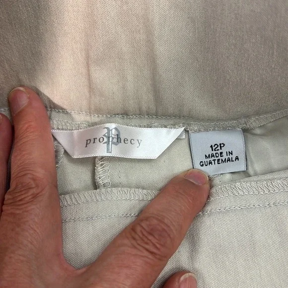 Prophecy khaki capris stretch pull on casual knee length pants size 12P - Picture 7 of 10